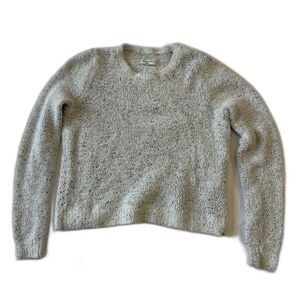 Abercrombie Kids Girl Stitched Crewneck Sweater Black White Speckled Marled Knit
